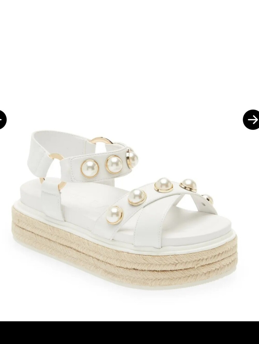 • Karl Lagerfeld Pazya Pearl Espadrille Platform Sandals White Sz 8